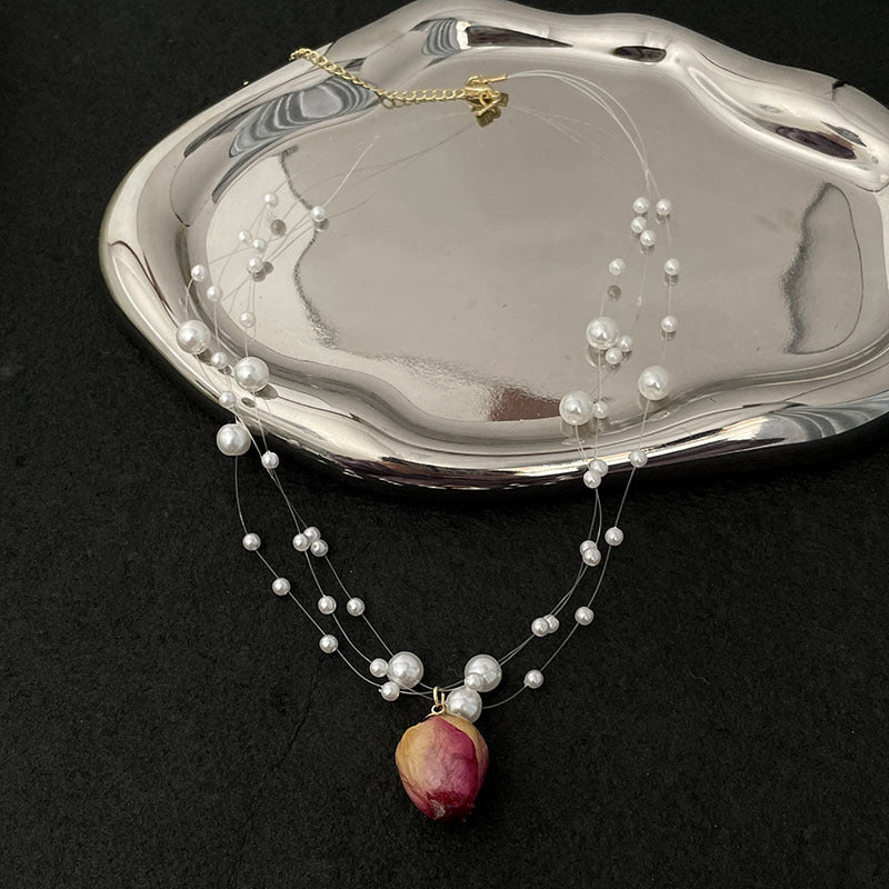 Collar De Perlas De Hilo De Pescado De Flor al por mayor